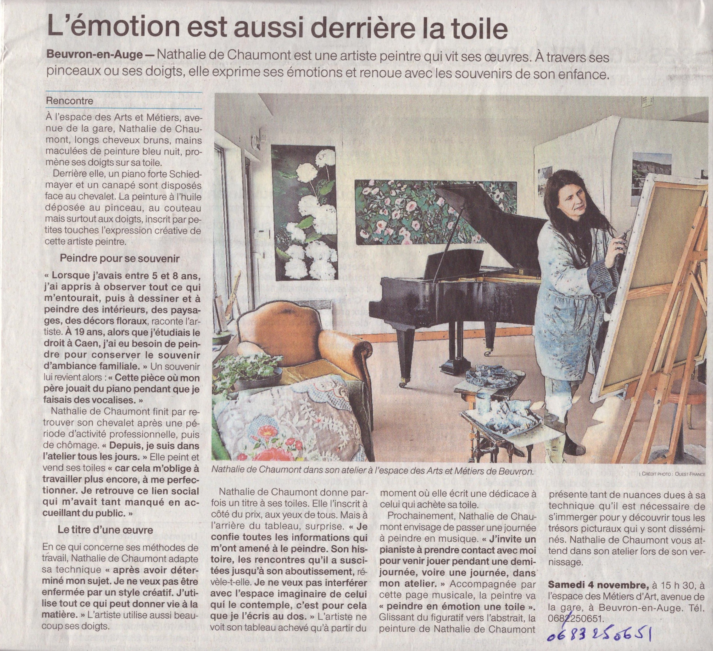 article Ouest France Pays d'Auge du week-end du 4 et 5 novembre 2017